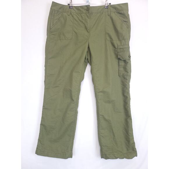 Land's End Cargo Heavy Pants Women 18P Lined Zip Pockets Olive Green Causal - Picture 1 of 15
